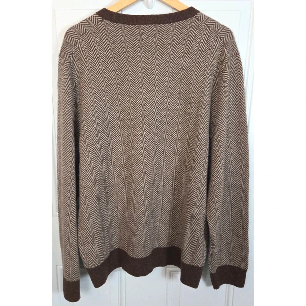 NWT J. Crew Mens Cashmere Crewneck Sweater Size XL Jacquard Herringbone